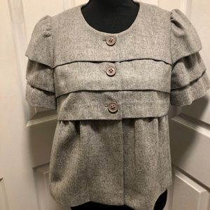 Grey Tiered Button Down Jacket/Top-Size 6